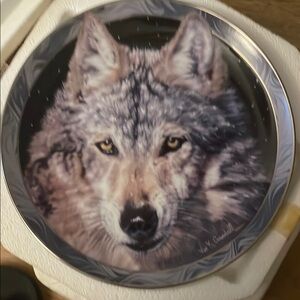 The Bradford Exchange Wolf Art Plate - Gray and Black